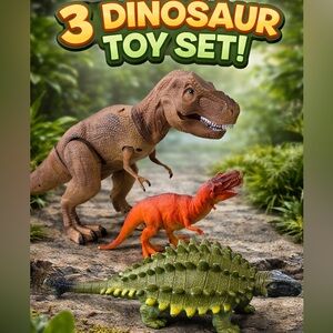 Brown and Orange Reptile Toy Set - Realistic Dinosaur Figures